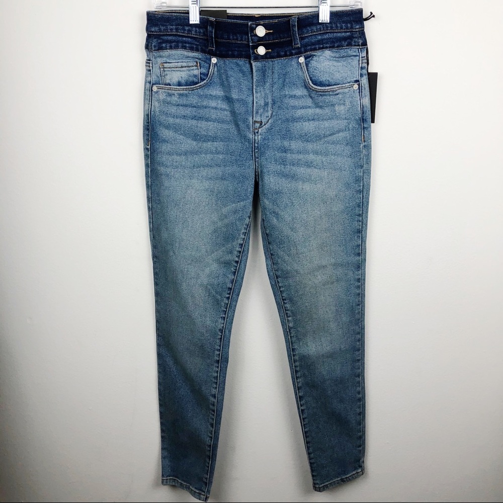 NWT Blank NYC The Great Jones High Rise Skinny Jean Size 28 Two Tone Color Blue